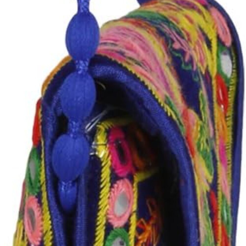 Elephant Sling Bag Cotton Handcrafted Clutch Crossbody Women Girls Blue - Picture 4 of 6